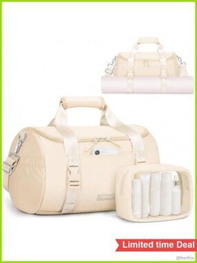 Small Gym Bag with Yoga Mat Holder & Clear Toiletry Bag 16L